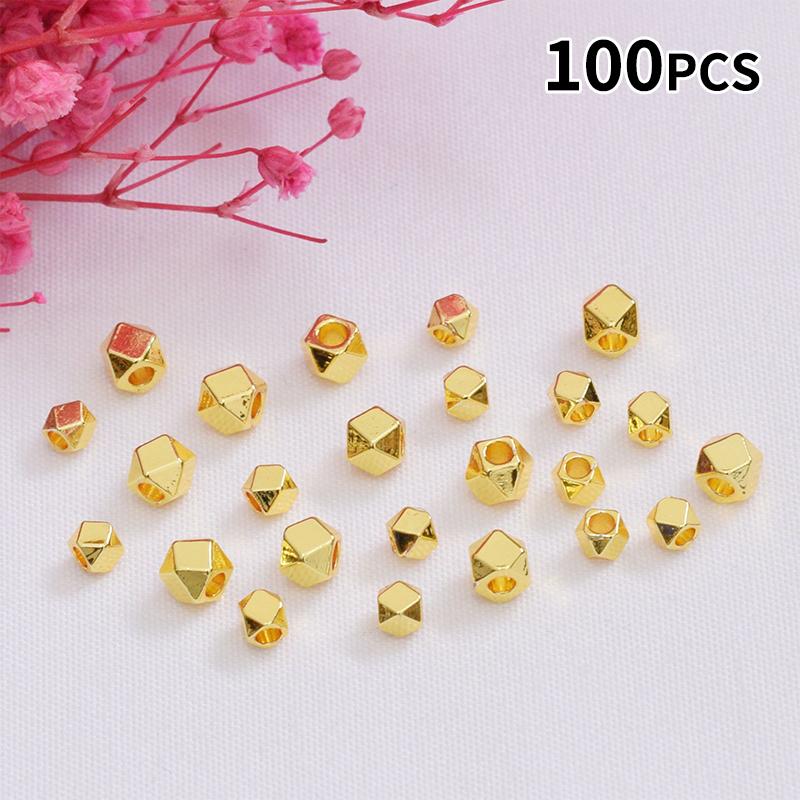 Jewelry Making Classes - 100PCS Faceted Spacer Beads Gold Plated