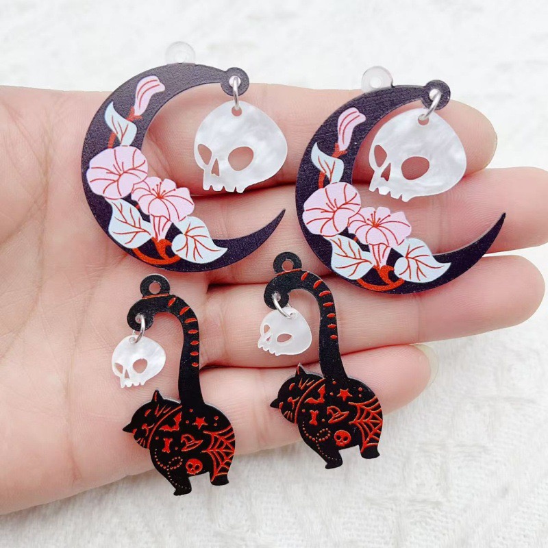 Jewelry Making Earrings - 10pcs Halloween Acrylic Ghost Black Cat