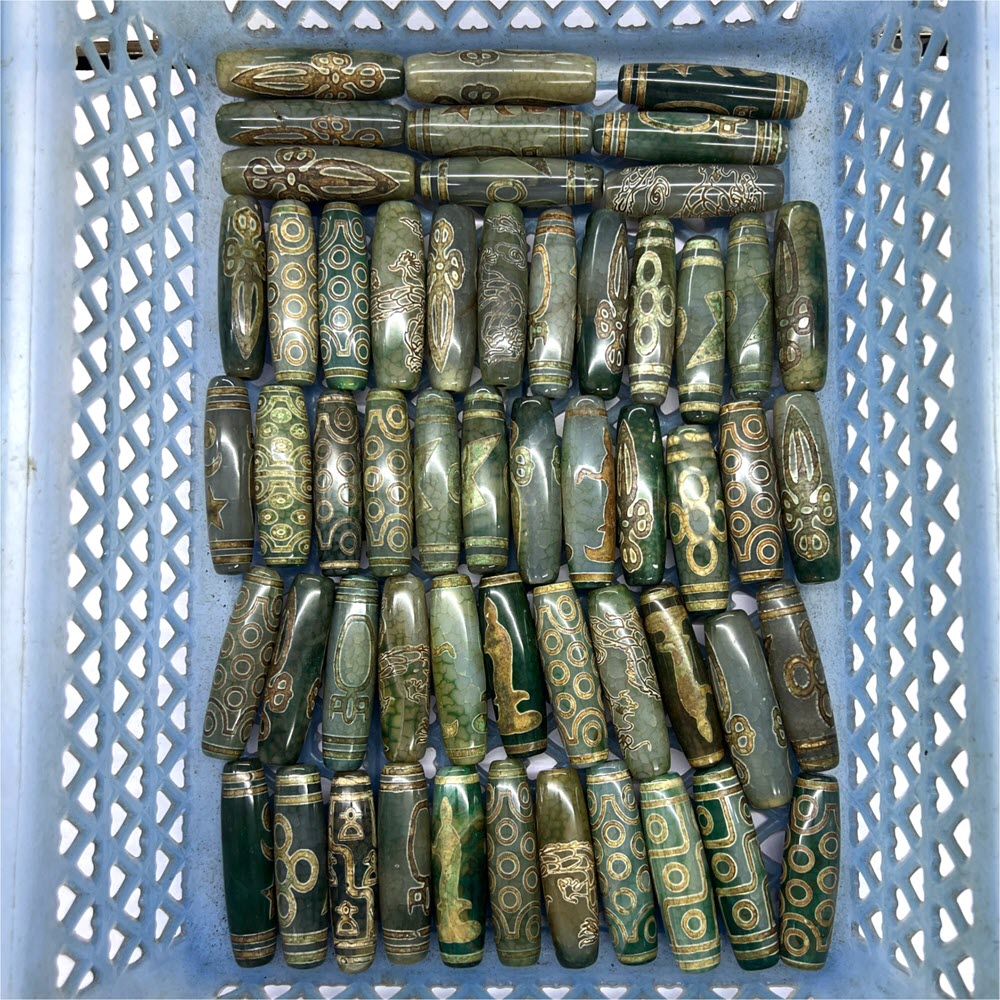 Jewelry Making Store - 60mm Green Tibentan Dzi Beads Ancient