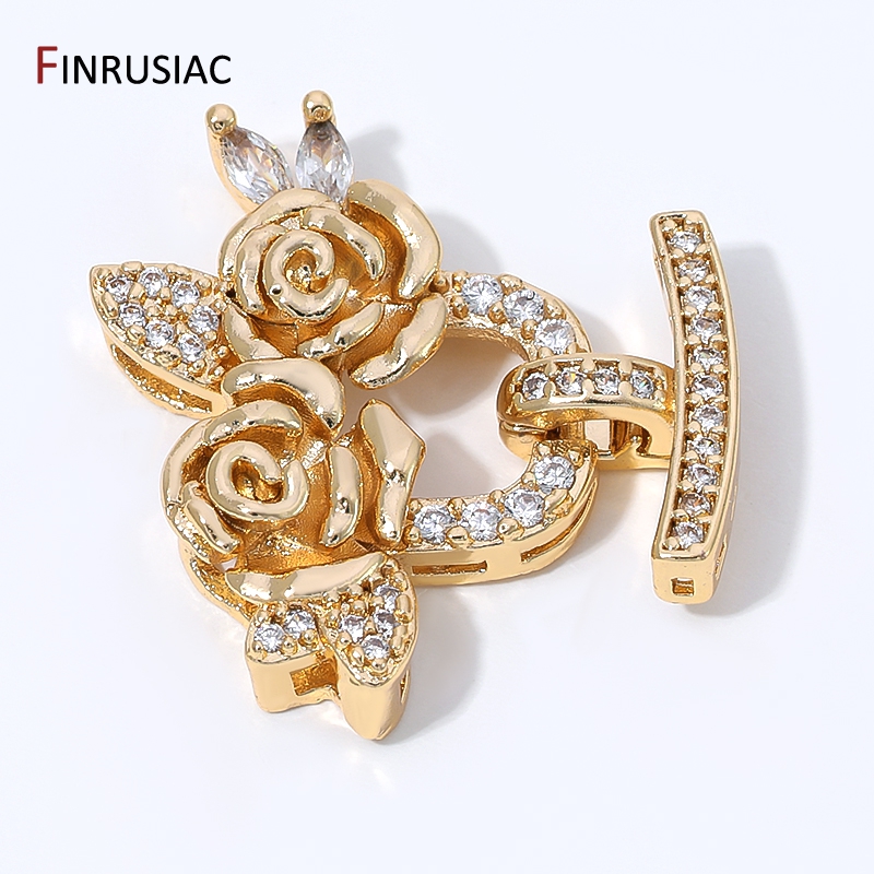 Jewelry Making Beads - 14K Gold Plated Brass Zircon Flower