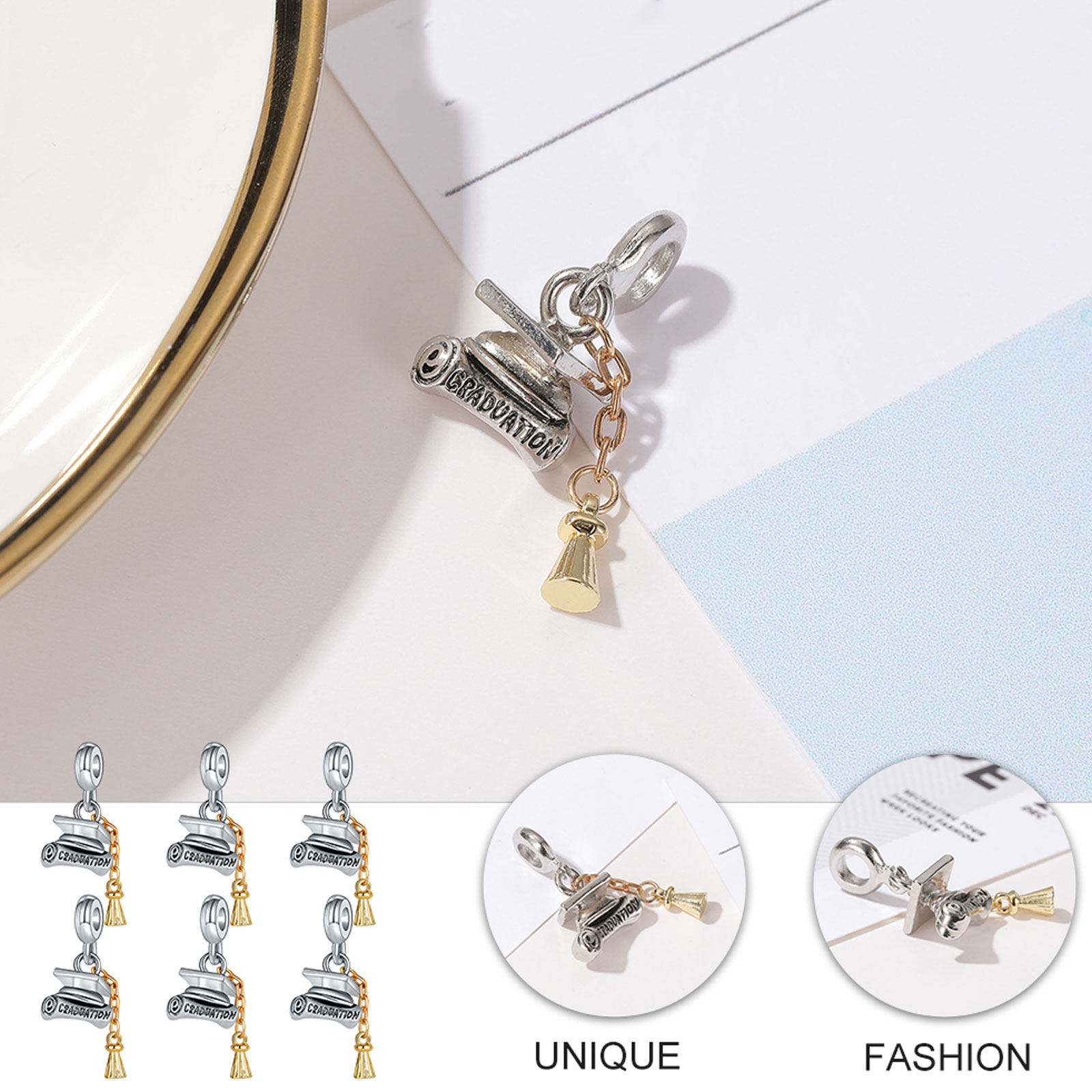Jewelry Making Diploma - 6Pcs Graduation DIY Pendant Alloy Small