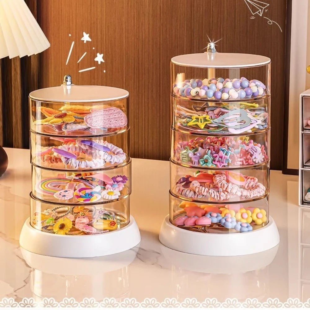 Jewelry Making Box - 360 Rotating Clear Hair Accessory Organizer