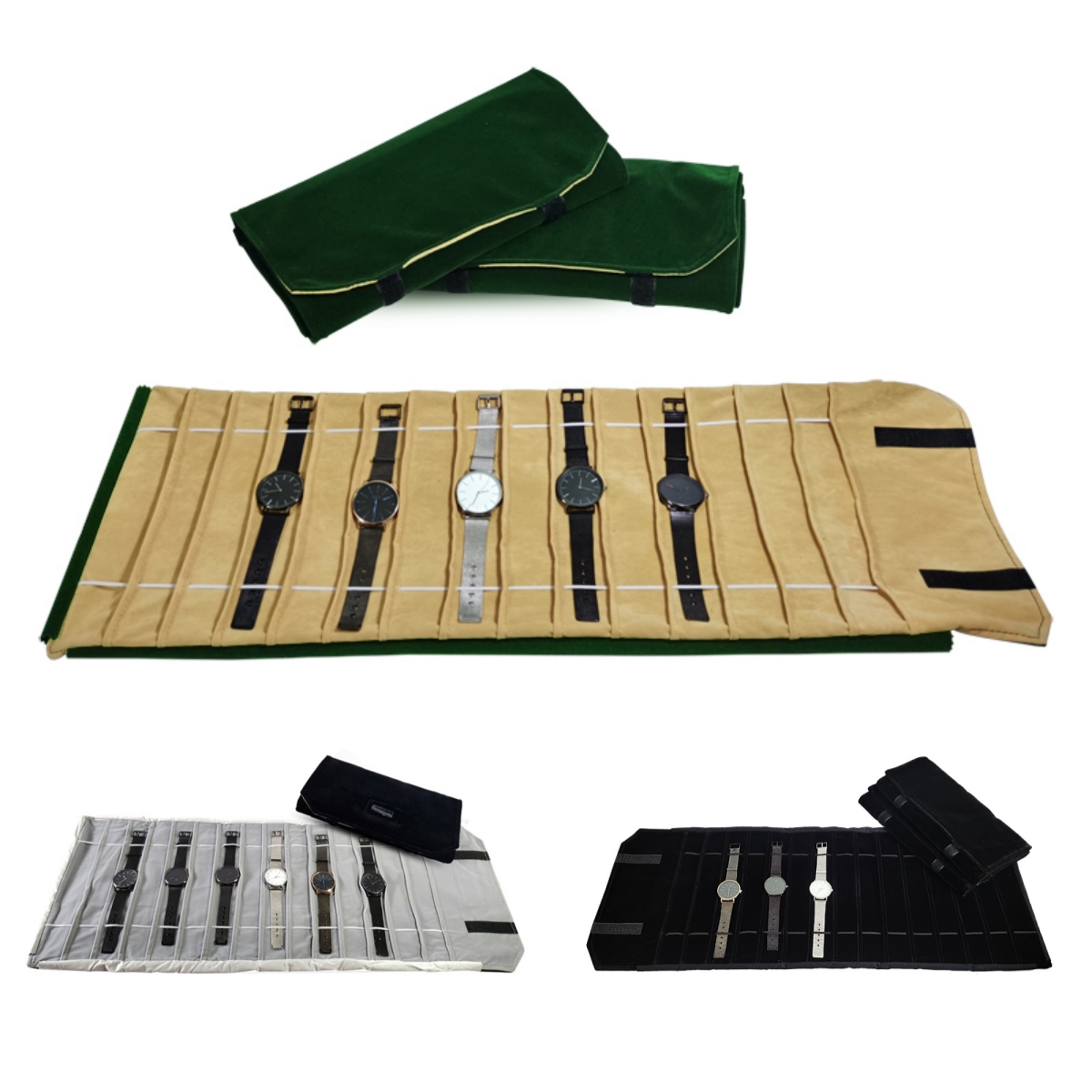 Jewelry Making Box - Velvet Watch Roll Bag Jewelry Holder