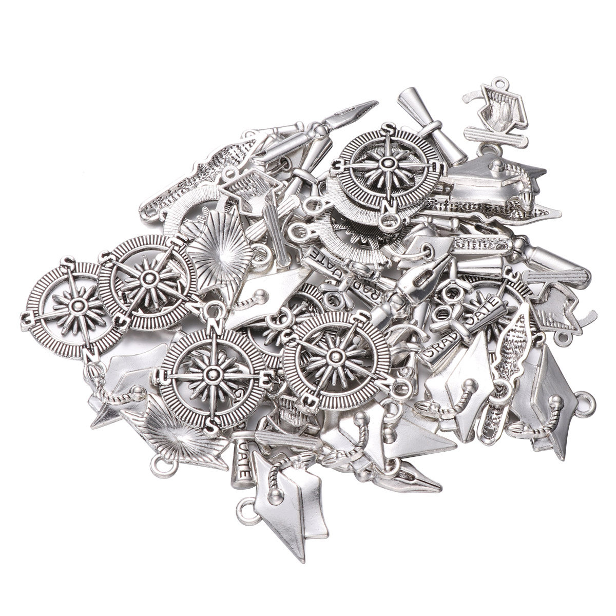 Jewelry Making Diploma - 100 Pcs Graduation Shaped Pendants Alloy
