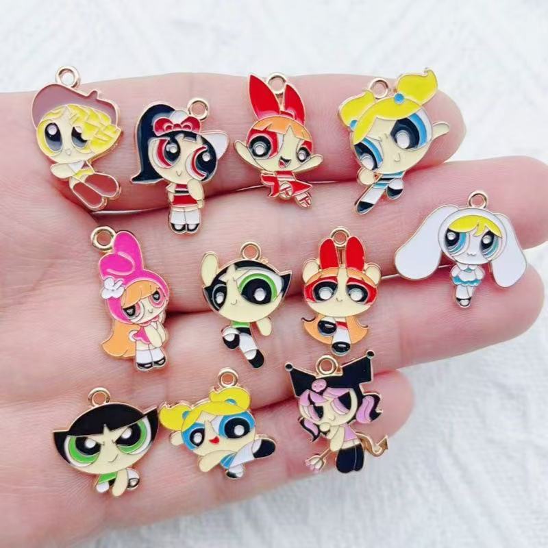 Jewelry Making Earrings - 10pcs Alloy Oil-Dripping Cartoon Girl Pendant,