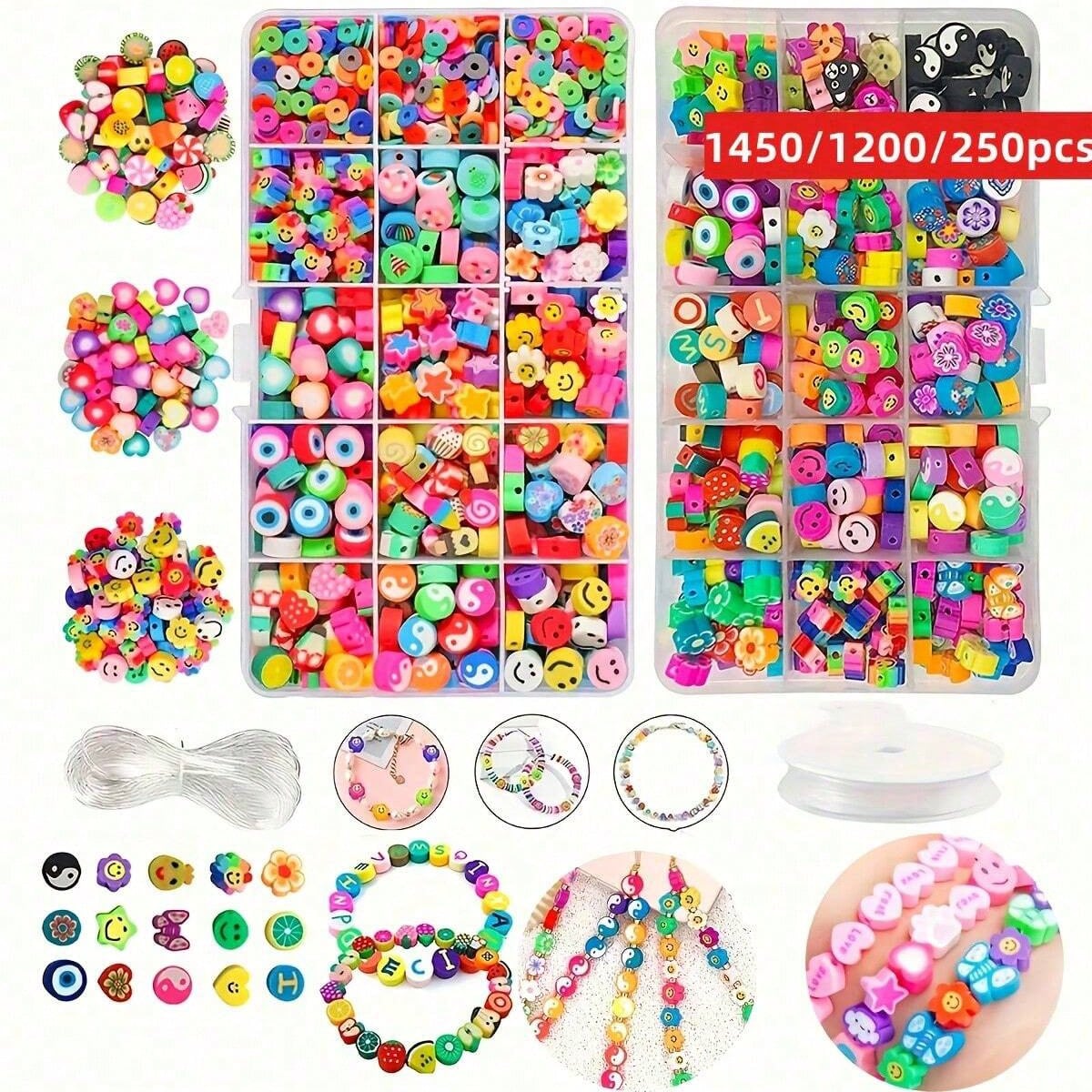 Jewelry Making For Birthday Party - 1450/1200/250pcs Polymer Clay Beads Set, Box,