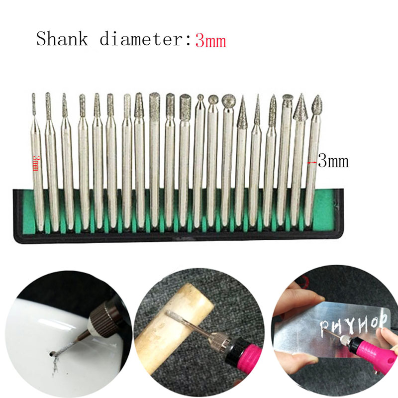 Jewelry Making Drill - 20PCS Diamond Rotary Grinding Burr Drill