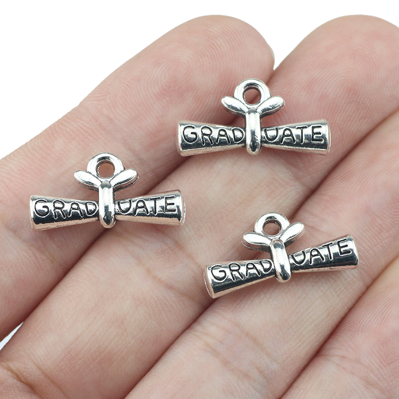 Jewelry Making Diploma - 10pcs/lot 11*21mm Graduate Diploma Charms Antique