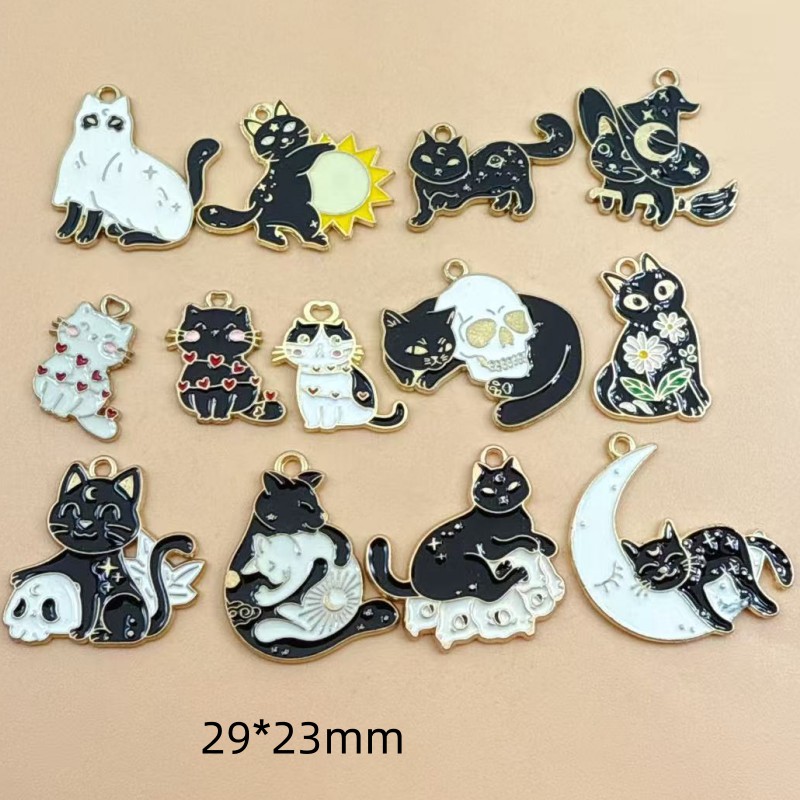 Jewelry Making Earrings - 10pcs Original Alloy Enamel Black Cat