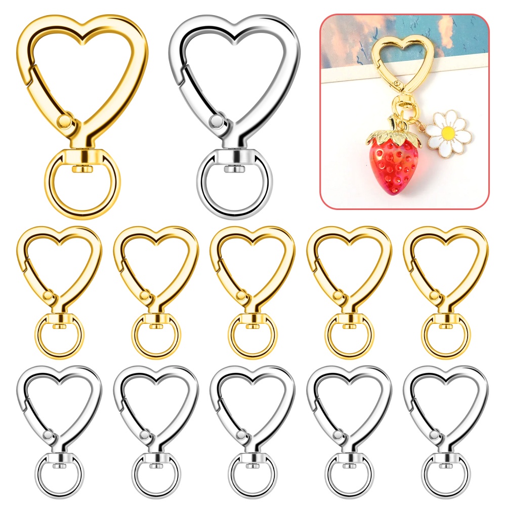 Jewelry Making Kit For Beginners - 10pcs Metal Heart Lobster Claw Clasps