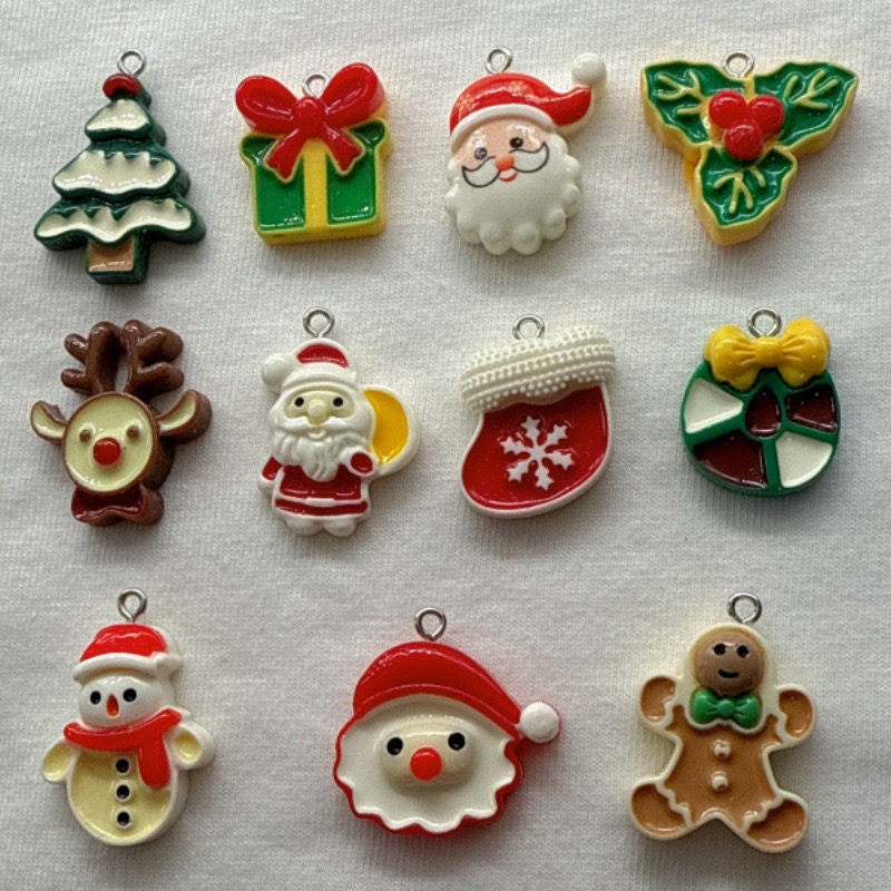 Jewelry Making Earrings - 10pcs Christmas Cartoon Series Resin Pendant