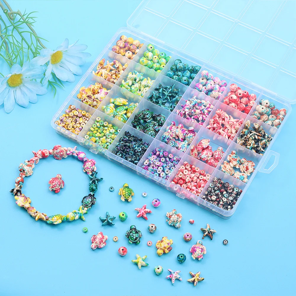 Jewelry Making For Birthday Party - 6/46/558pcs Multi-color Turquoise Ocean Series Beads