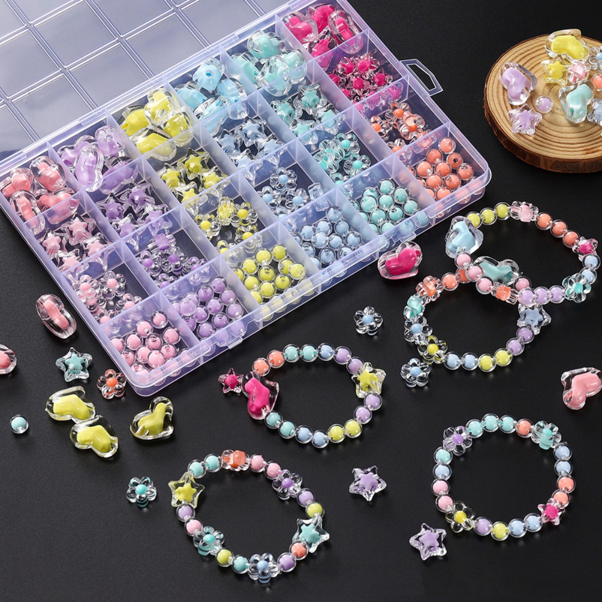 174pcs/Box Heart Acrylic Beads - Jewelry Making For Birthday Party recension och pris