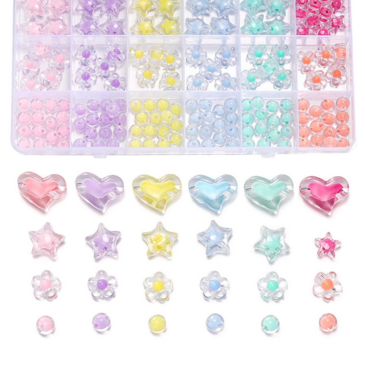 174pcs/Box Heart Acrylic Beads - Jewelry Making For Birthday Party recension och pris