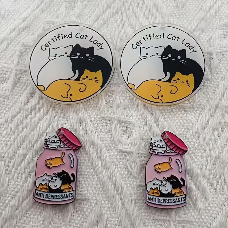 10pcs acrylic cute cat pendant - Jewelry Making Earrings recension och pris