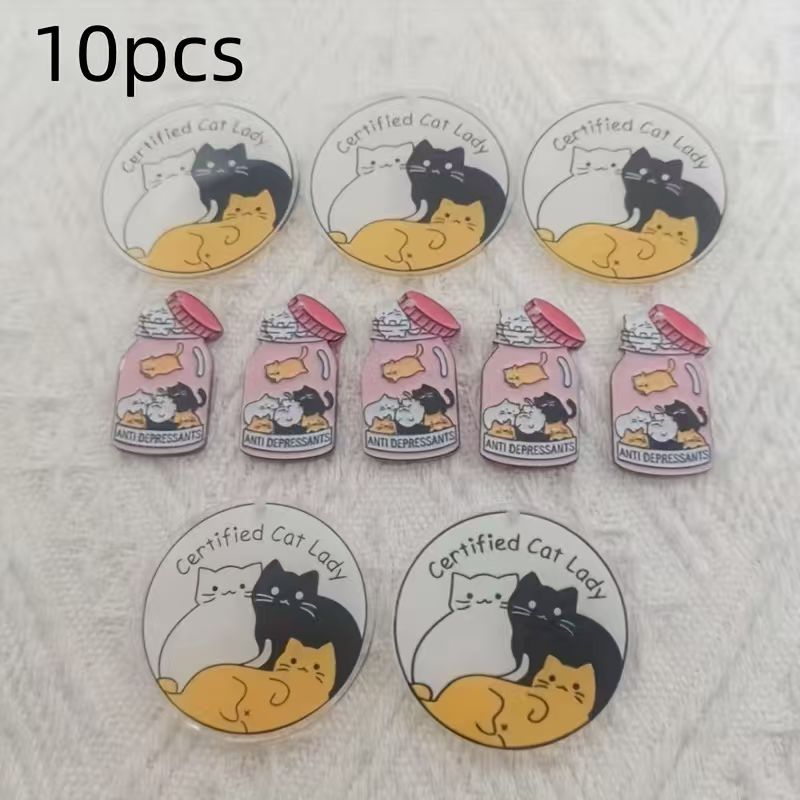 10pcs acrylic cute cat pendant - Jewelry Making Earrings recension och pris
