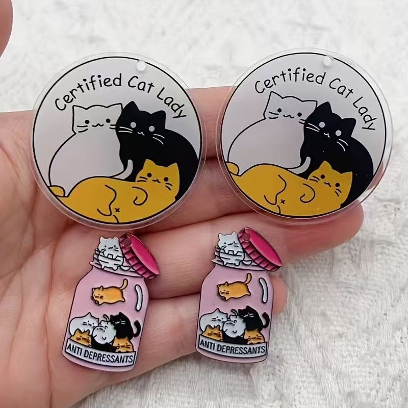 10pcs acrylic cute cat pendant - Jewelry Making Earrings recension och pris