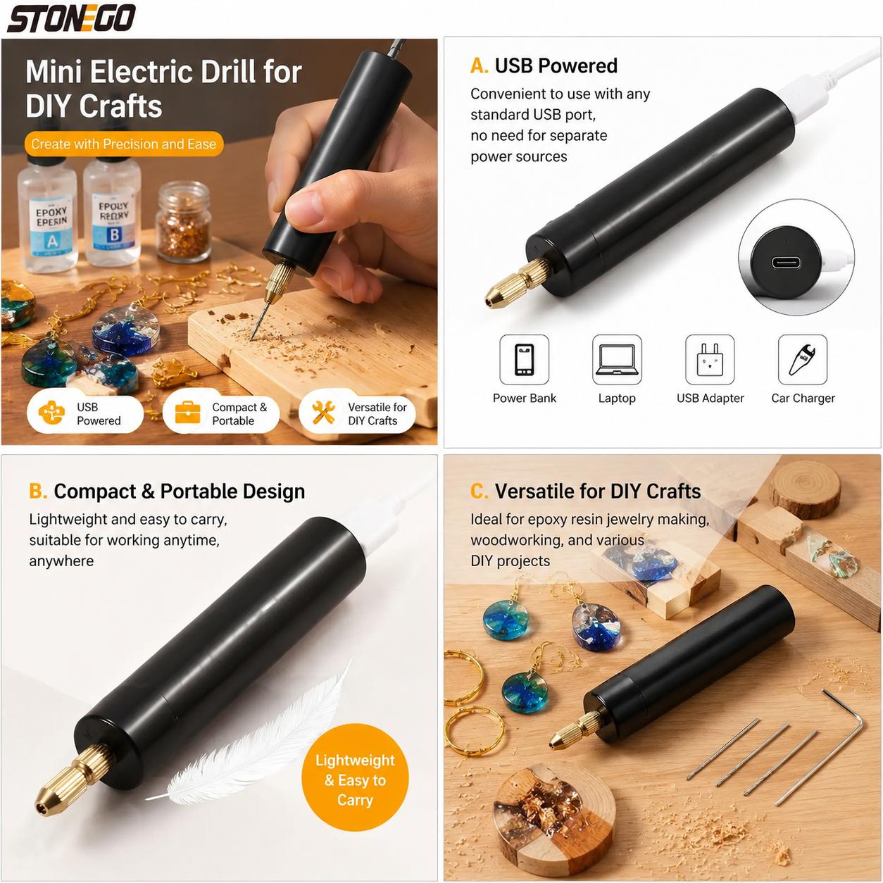 Mini USB Powered Electric Dril - Jewelry Making Dc recension och pris