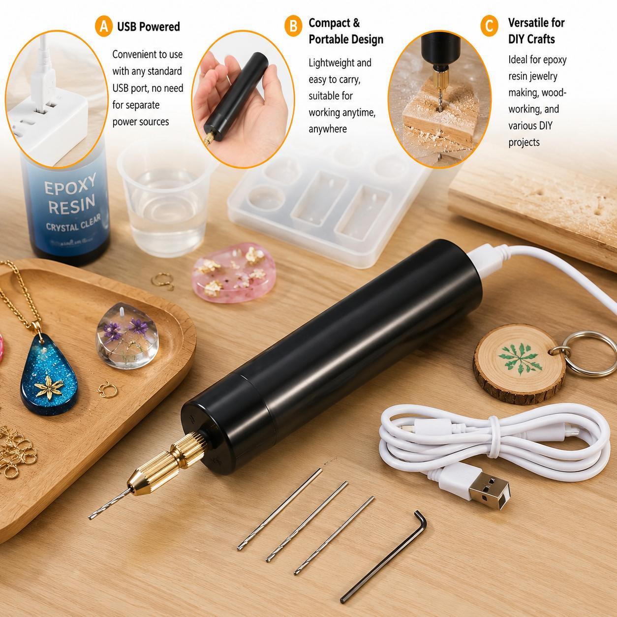 Mini Electric Drill USB Powere - Jewelry Making Dc recension och pris