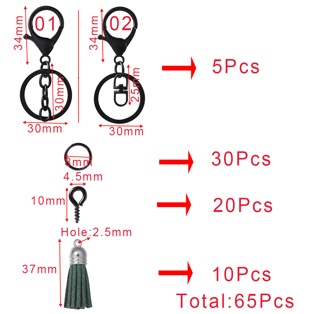 65Pcs/Set Keychain with Key Ri - Jewelry Making Drill recension och pris