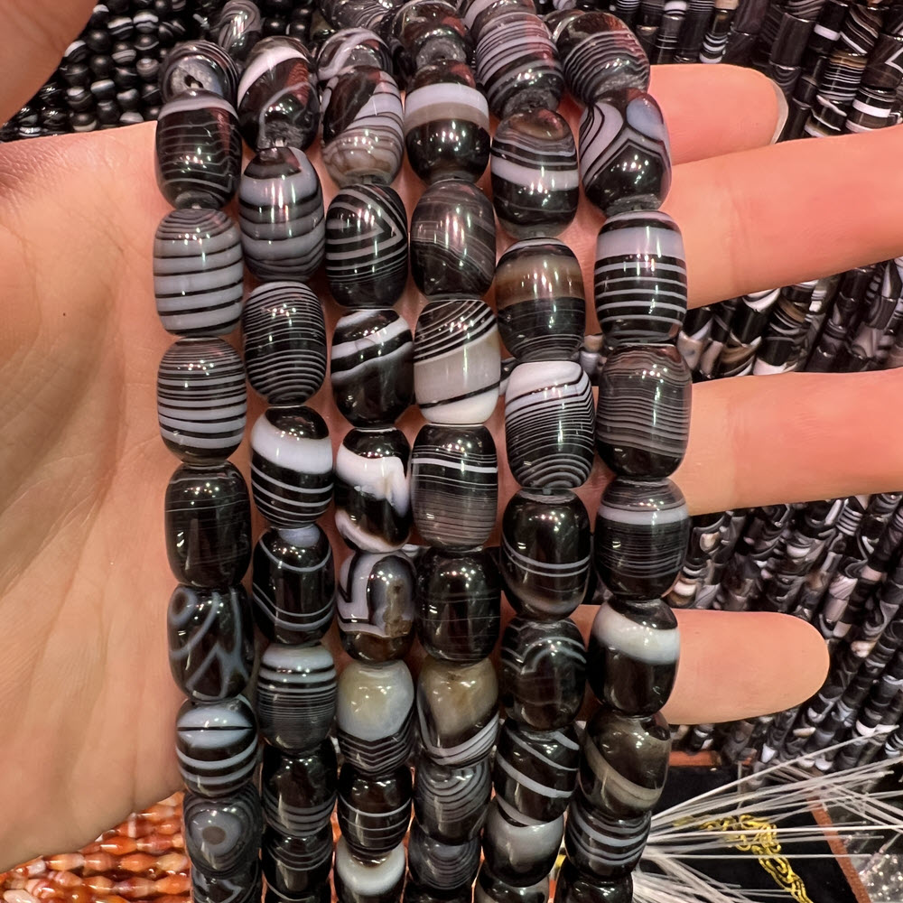 Natural Stone Black Agate Ston - Jewelry Making Store recension och pris