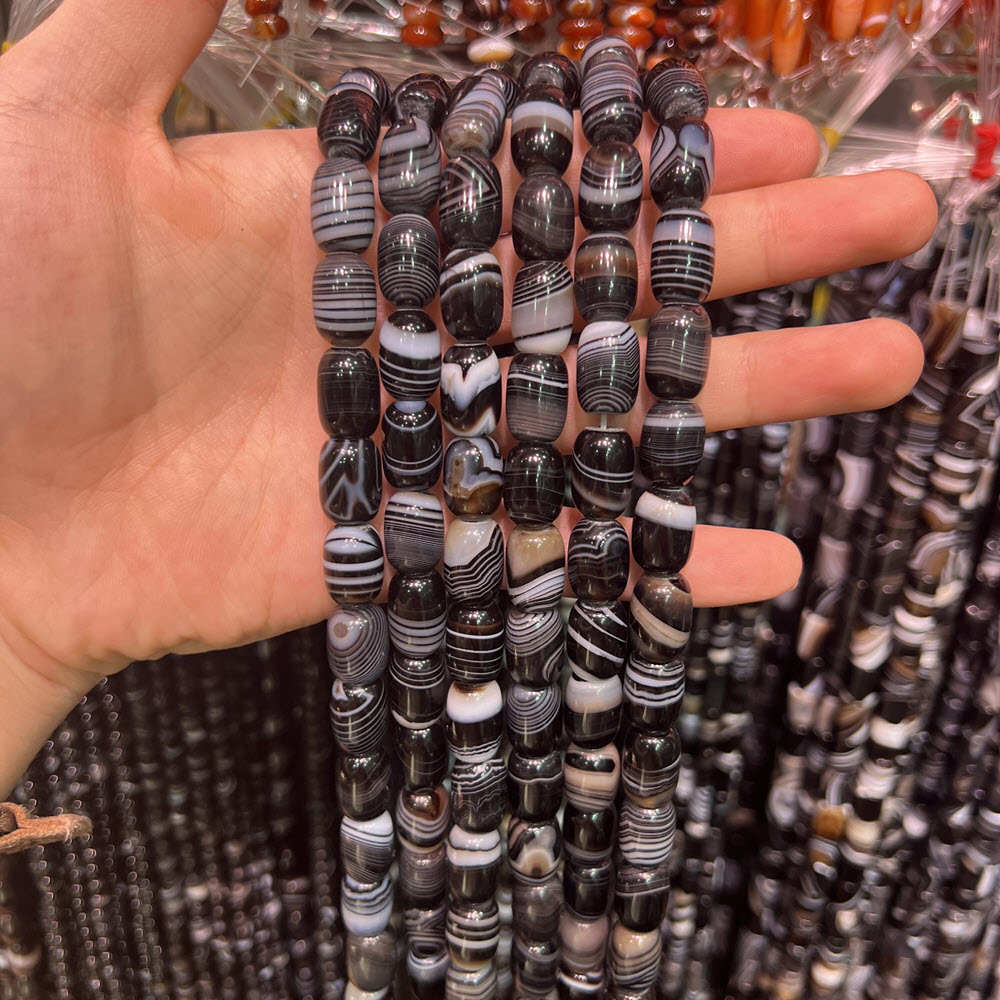 Natural Stone Black Agate Ston - Jewelry Making Store recension och pris